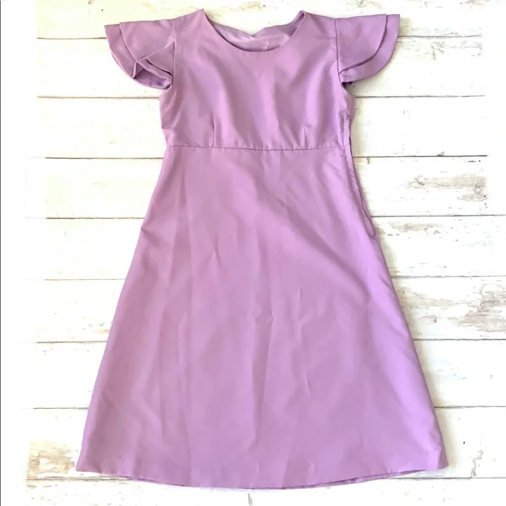 Girls 14/16 Purple Dress Side Zipper Flare Sleeveless Handmade Size 14 16